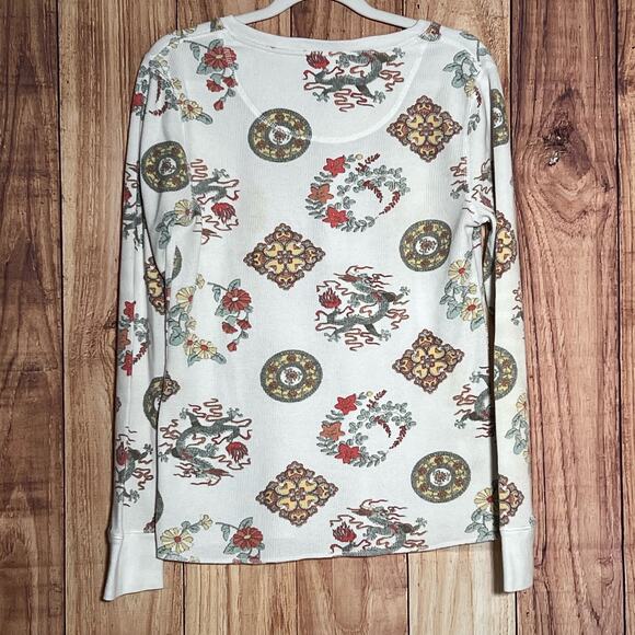 Pj Salvage Waffle Knit Long Sleeve Henley Sweater White Womens Size Small - Picture 2 of 5